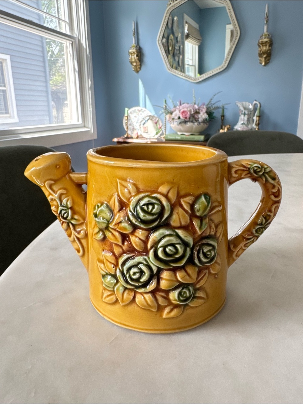 Vintage English Ceramic Watering Can Planter